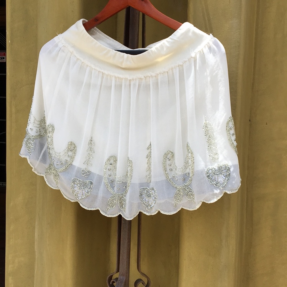 Free People Beaded mini chiffon skirt